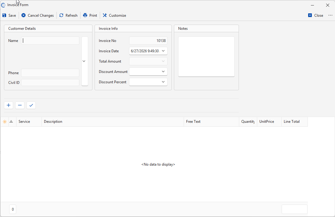 HMF Events invoice form