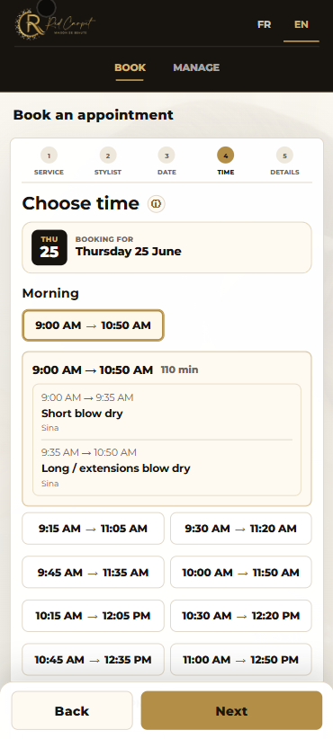 HMF Booking public booking time step